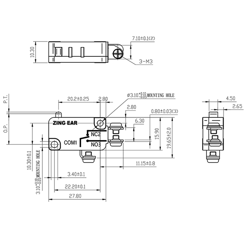 Drawing G5T16 T1Z200 microswitch