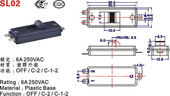 8 Position Pin DP4T Slide Switch