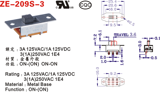 8 Position Pin DP4T Slide Switch