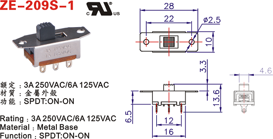 8 Position Pin DP4T Slide Switch